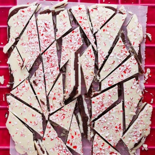 layered peppermint bark with crushed candy canes