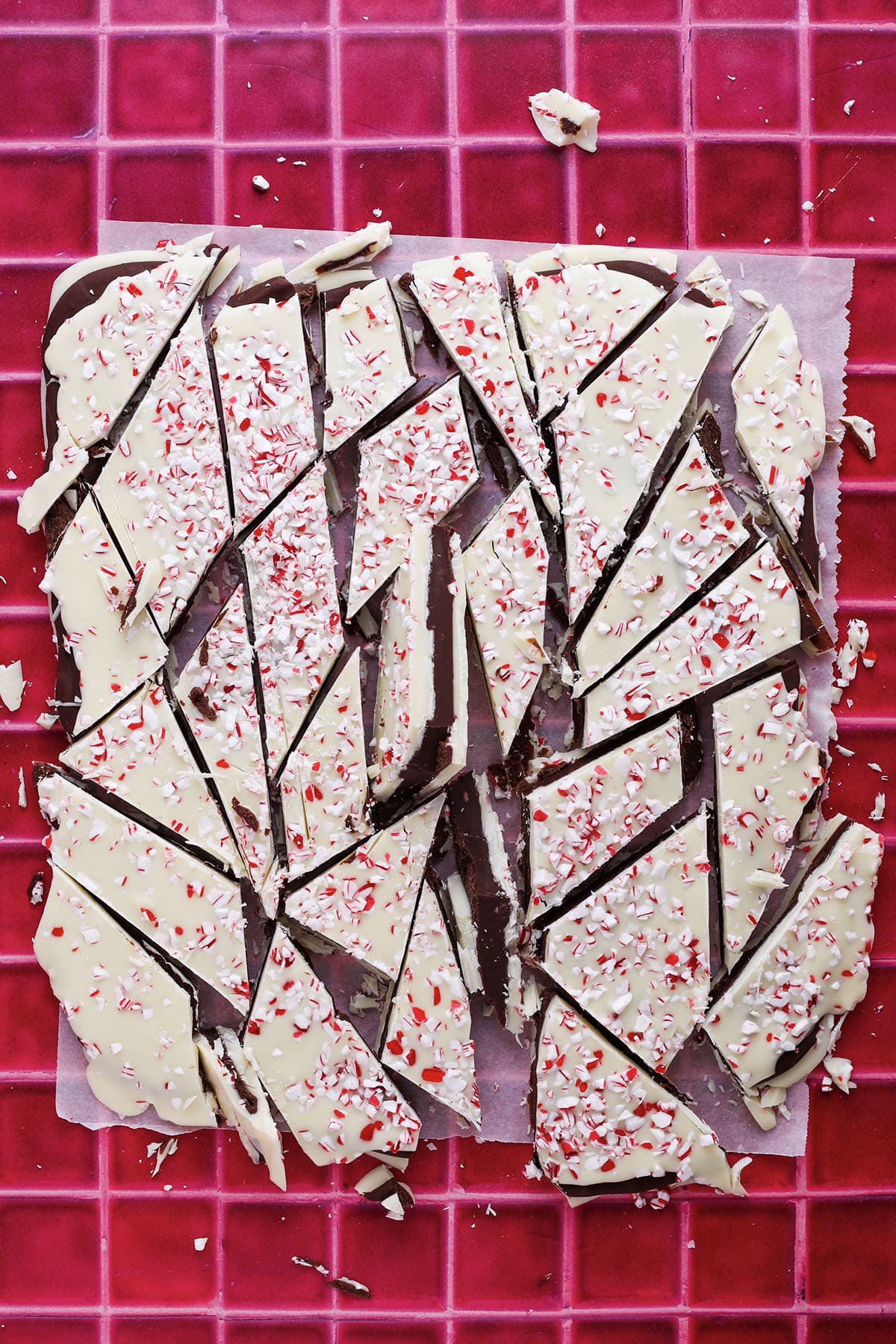 layered peppermint bark with crushed candy canes