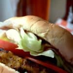 a close-up of a veggie burger