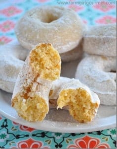 Baked Orange Hard Wheat Donuts | farmgirlgourmet.com