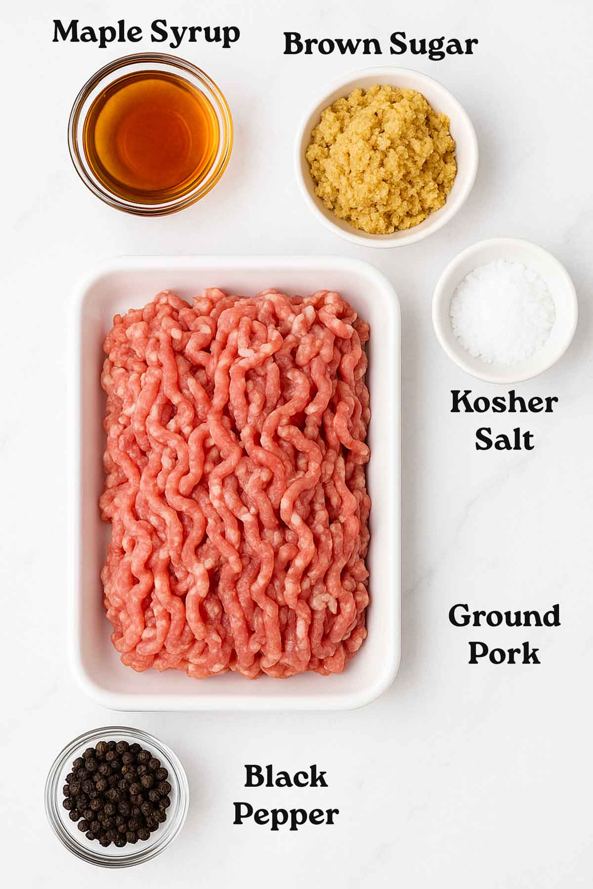 ingredients to make homemade maple breakfast sausage