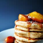 Whole Wheat-Applesauce Pancakes with Fresh Peach Compote | farmgirlgourmet.com