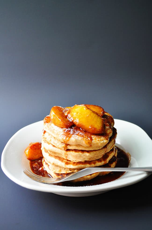 Whole Wheat Applesauce Pancakes | farmgirlgourmet.com