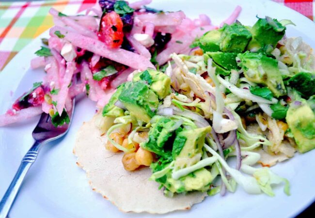 Chickpea Tacos with Cabbage Apple Slaw recipe