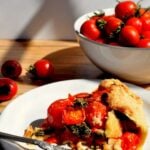 Cherry tomato and kale pie