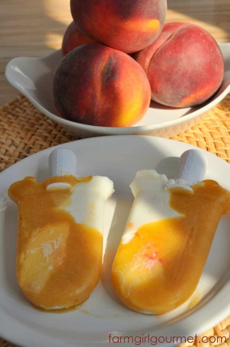 Boozy Fresh Peach & Yogurt Popsicles