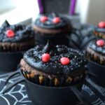 how to make Dark Chocolate Salted Caramel Spider Cupcakes