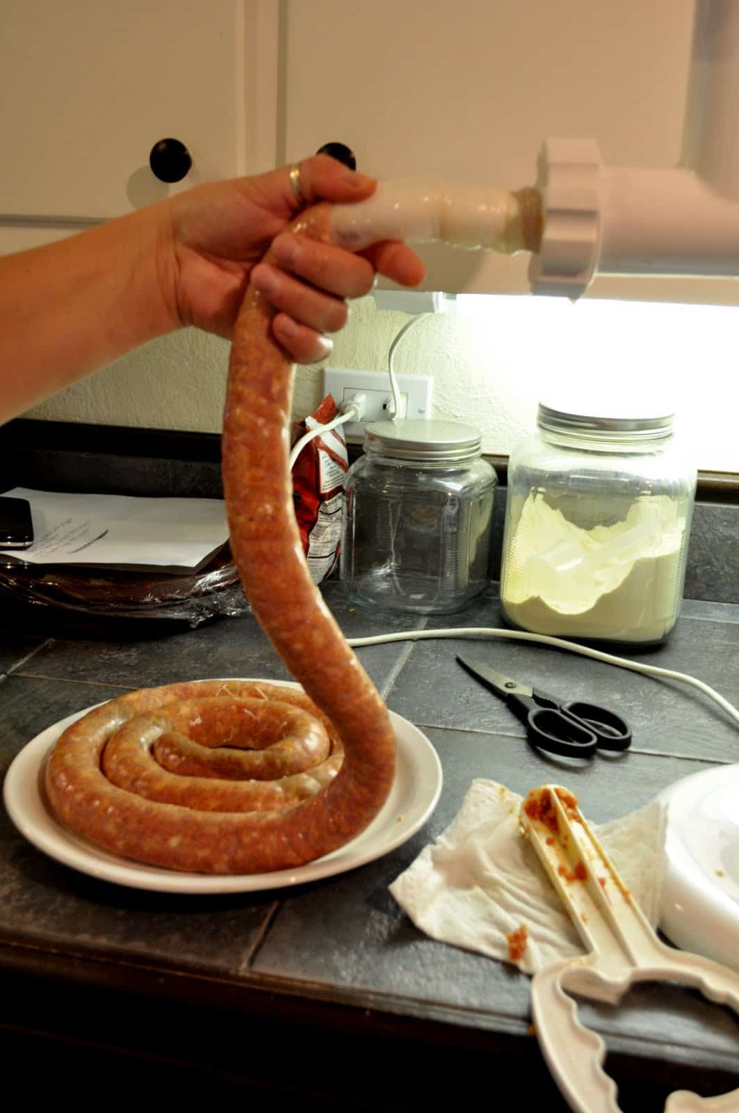 Fill the hog casings.