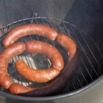 smoke homemade linguica links on a traeger or barrel smoker