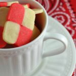close up of checkerboard cookies