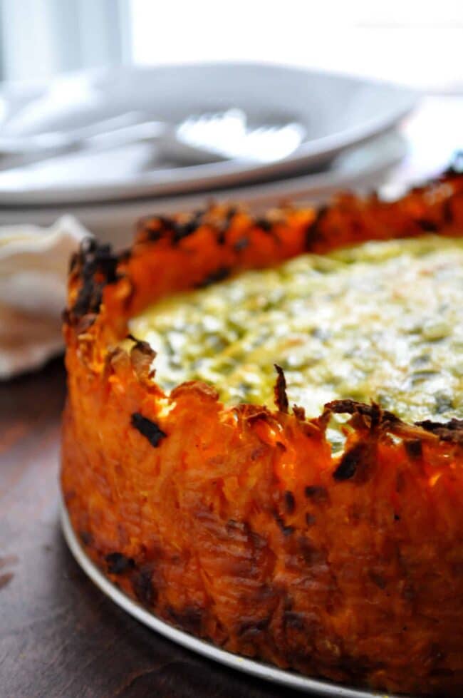 goat cheese quiche with sweet potato crust