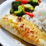 tilapia loin with honey citrus glaze on a plate