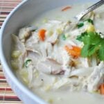 creamy thai chicken chowder in a bowl