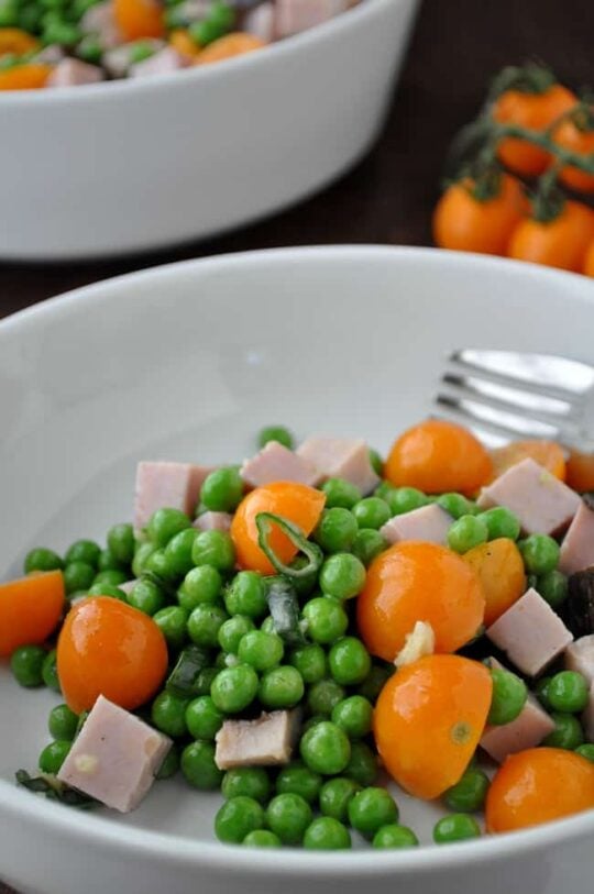 pea tomato and ham salad