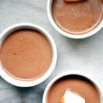 closeup of mugs of aztec hot chocolate with kahlua liqueur