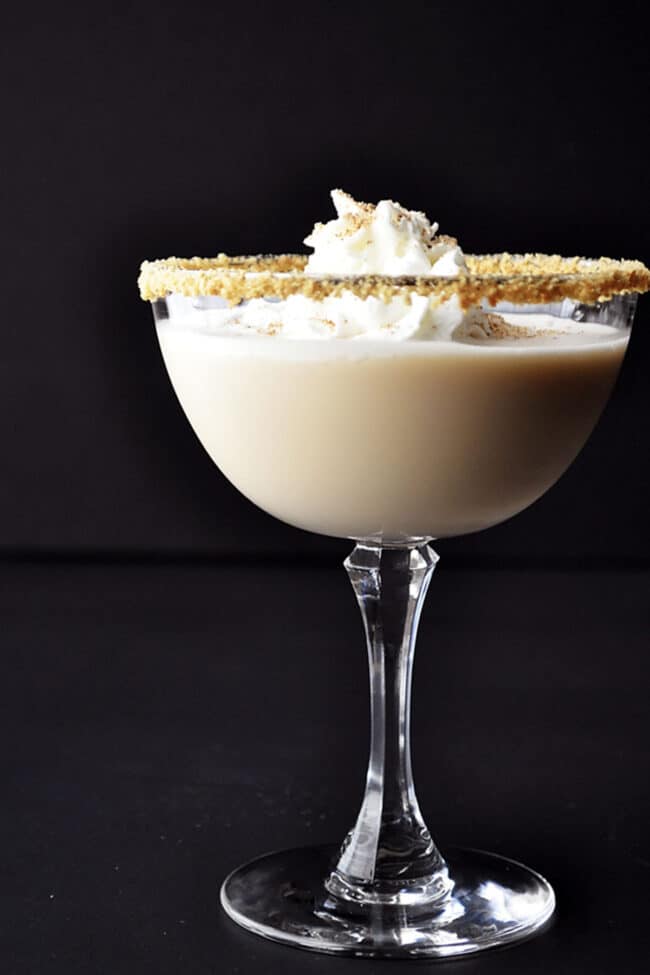 Fall martini with graham cracker rim.