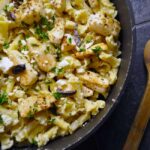 Campanelle with Tilapia, Olives and Feta | farmgirlgourmet.com #pasta #dinnerinunder30 #whilethepastacooks