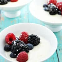 Greek Yogurt Custard with Fresh Berries | farmgirlgourmet.com #lowsugar #lowfat