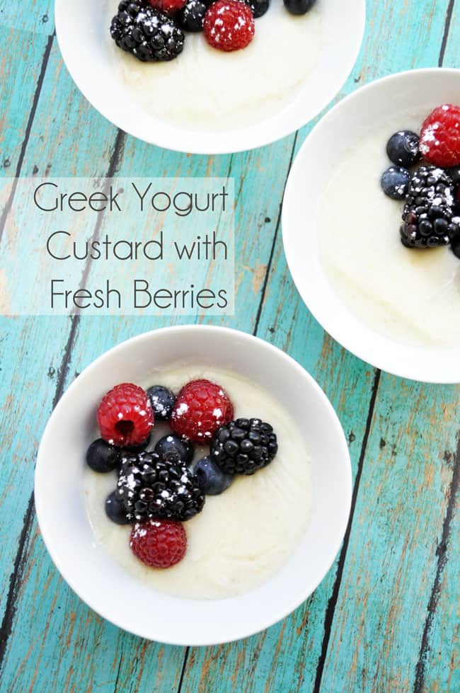Greek Yogurt Custard with Fresh Berries | farmgirlgourmet.com #lowsugar #lowfat