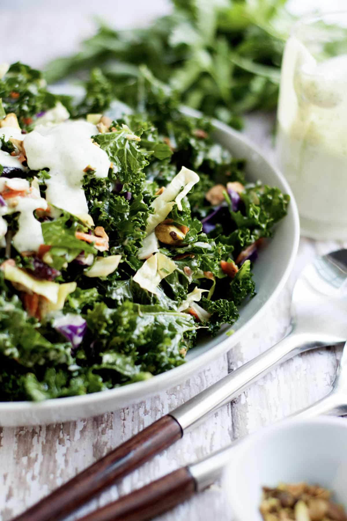 Kale Chopped Salad with a creamy tarragon vinaigrette dressing