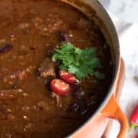 Meaty 4 Bean Chili Recipe | farmgirlgourmet.com