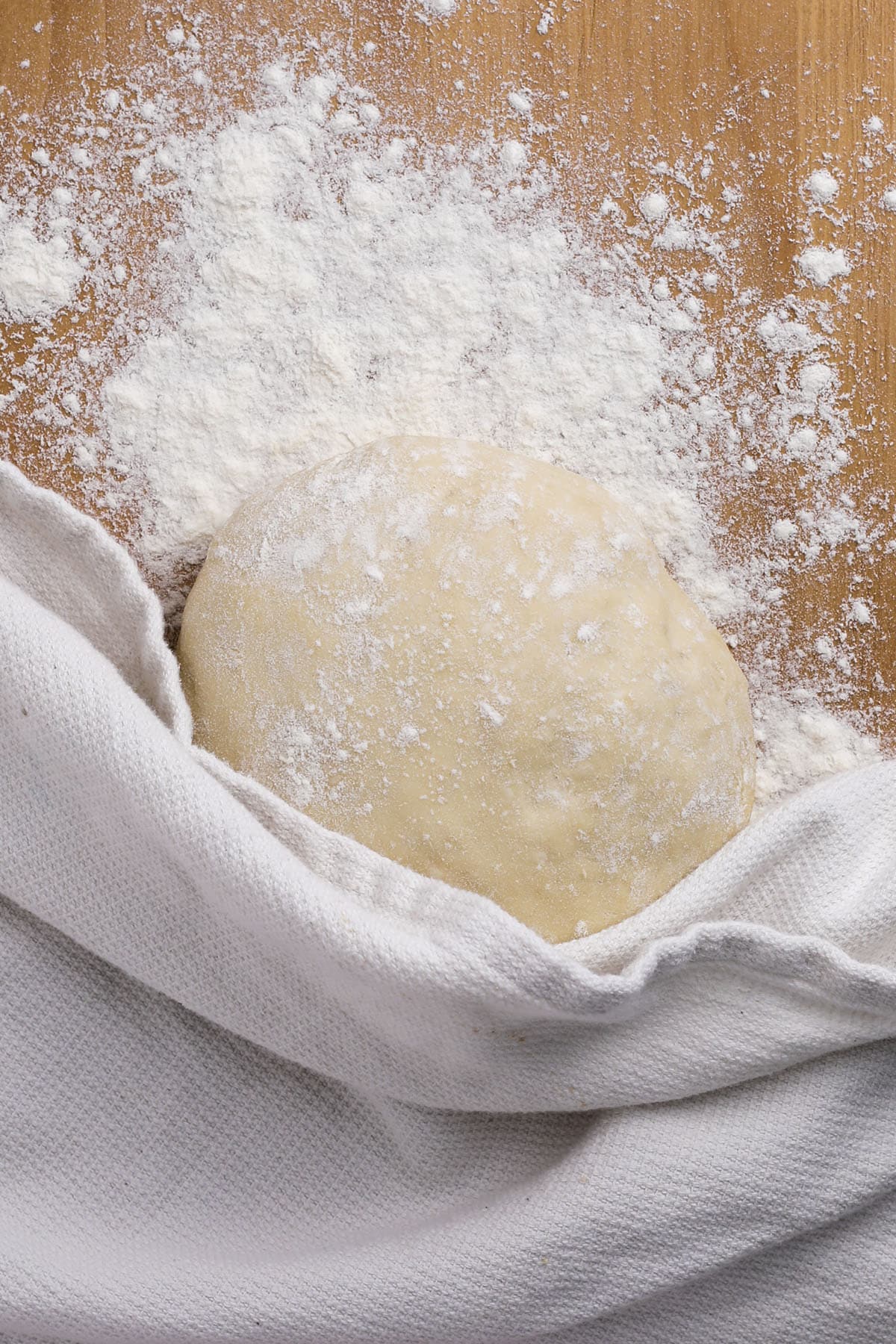 top down of a ball of quick pizza dough that only takes 20 minutes to make
