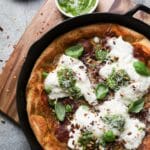pesto and burrata skillet pizza recipe