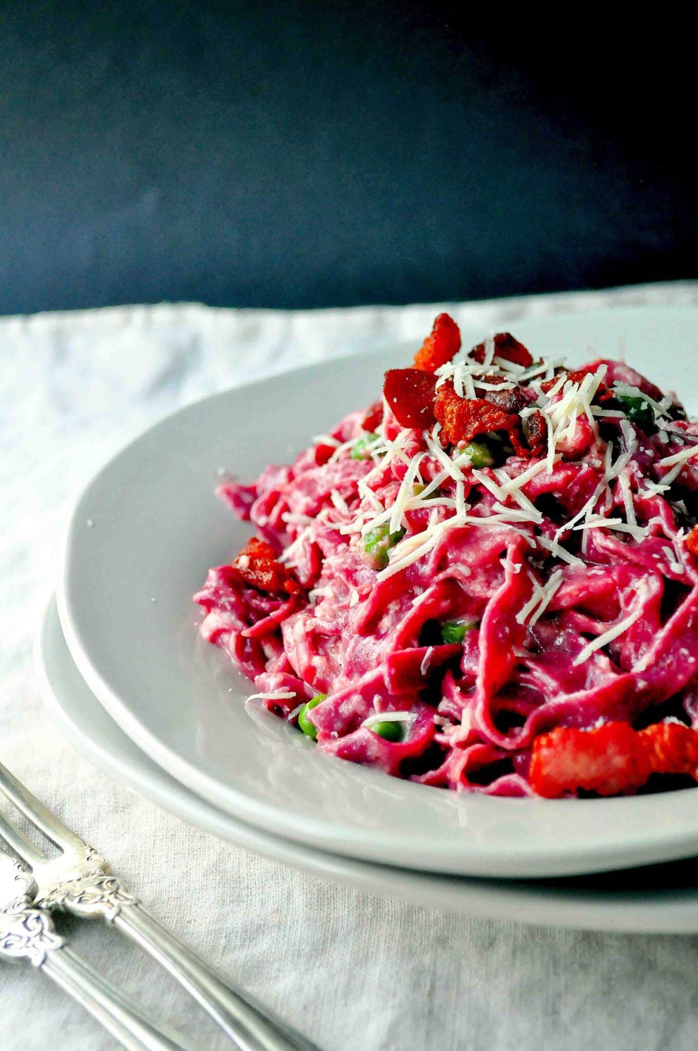 beet pasta carbonara