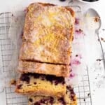 blueberry lemon loaf with fresh blueberries