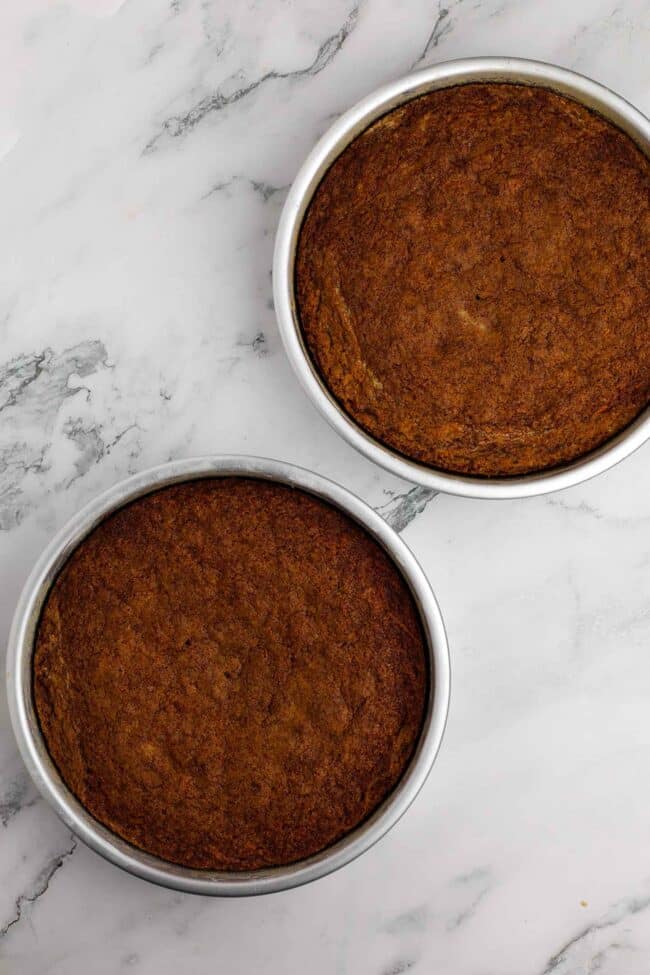 baked cake layers for a carrot cake