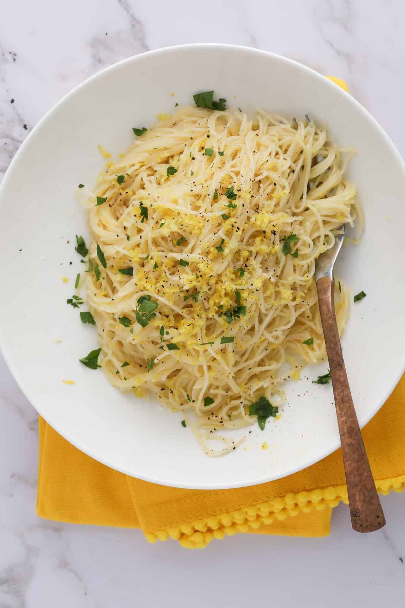 easy lemon angel hair pasta like Ina Garten