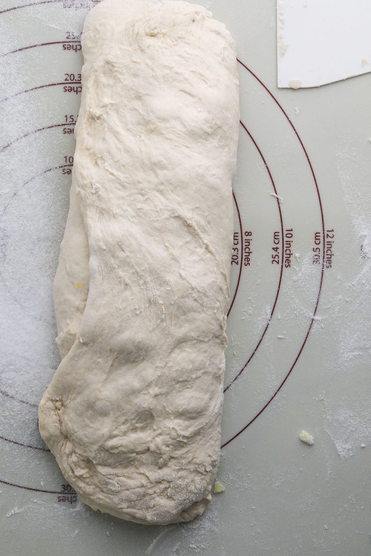 bread dough ready to be folded into itself