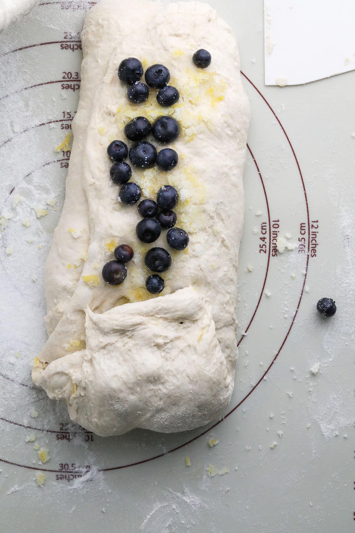 bread dough ready to be rolled up