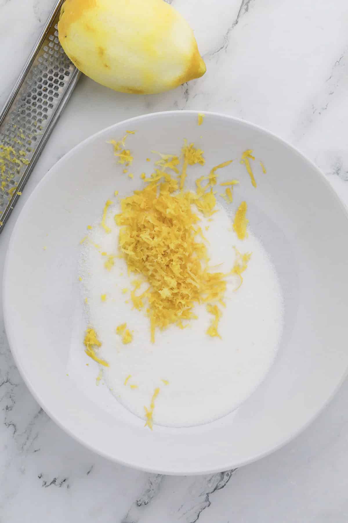 zest of a lemon in sugar
