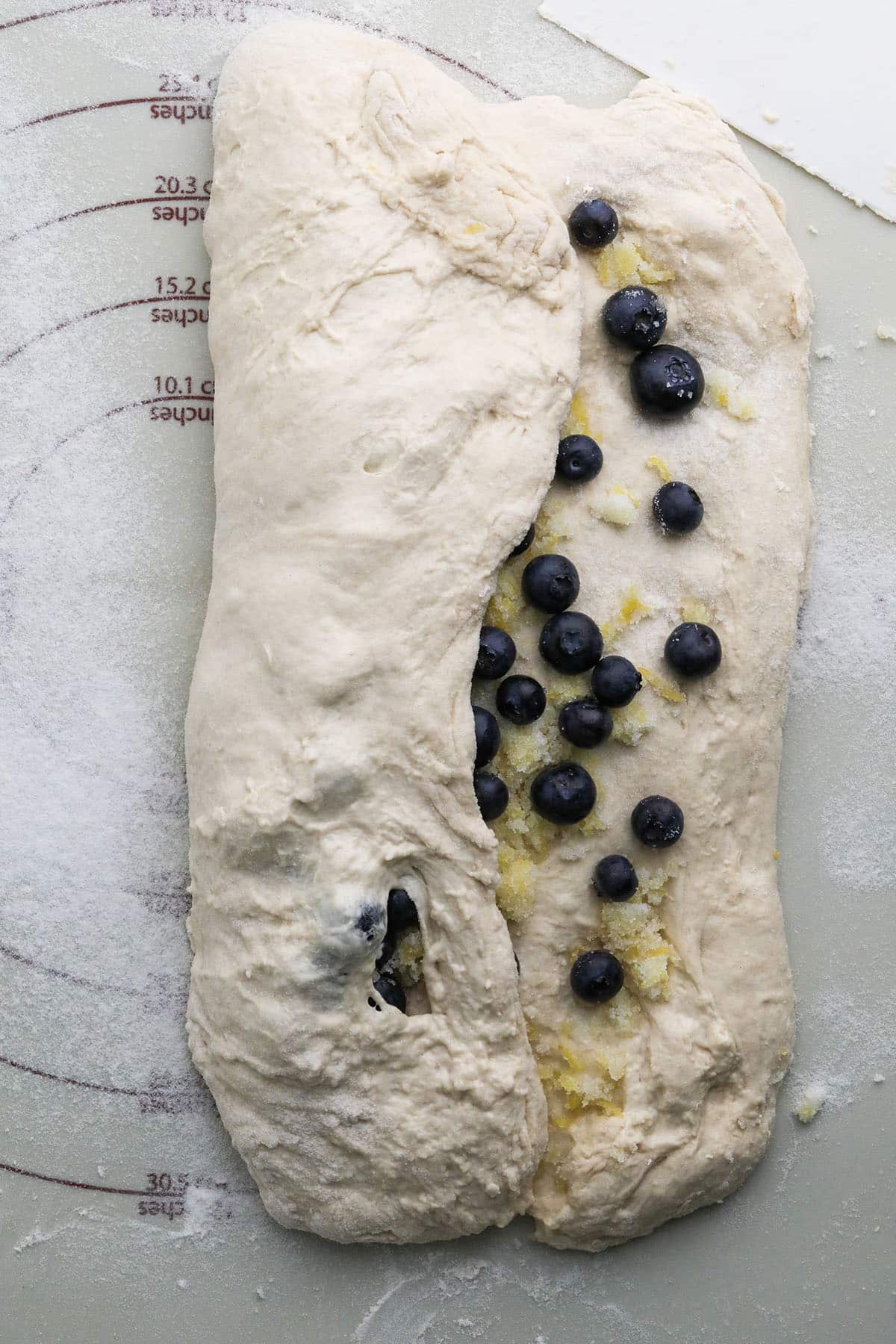 1/3 folded bread dough