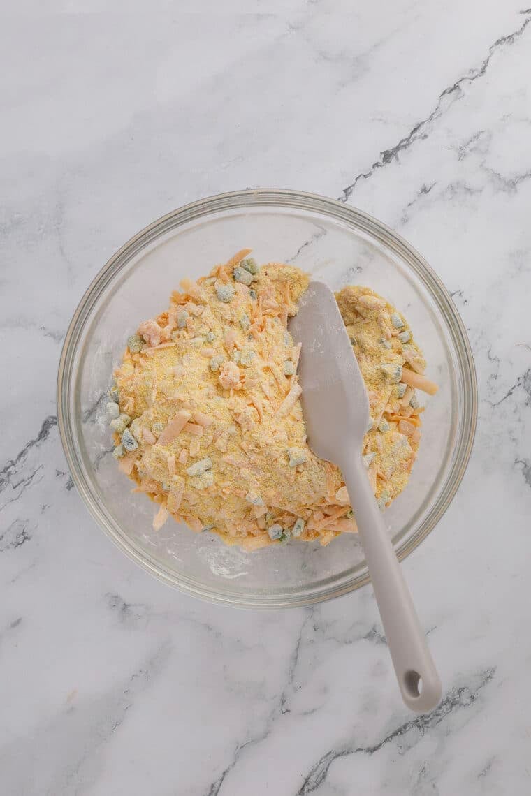 dry cornbread ingredients in a bowl