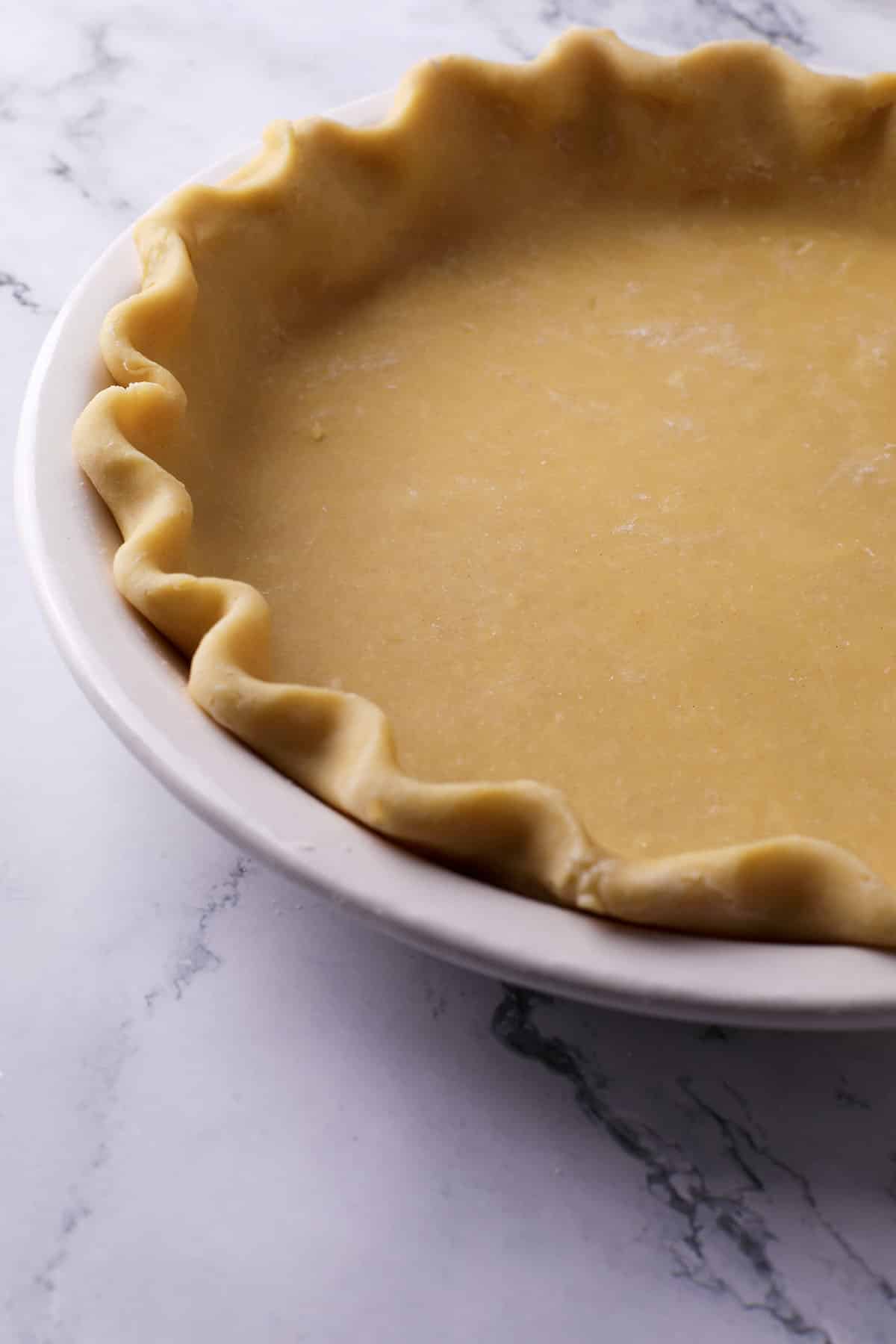 crimped edge pie shell ready to be baked