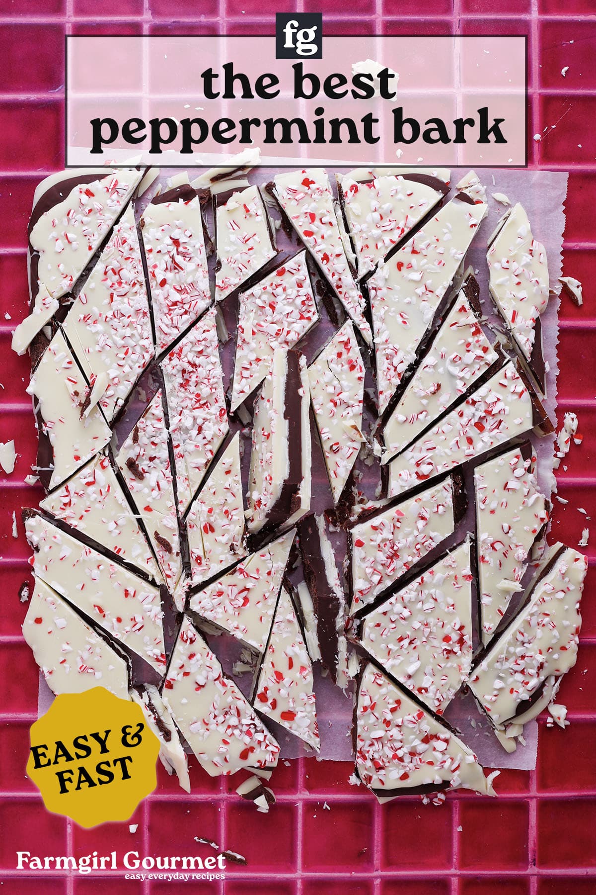 closeup of peppermint bark pinterest