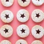 Almond Linzer cookies dusted with powdered sugar